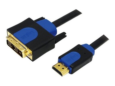 LogiLink CHB3102 2m HDMI DVI-D Gold Black Blue Male/Male A/M to DVI/M Cable
