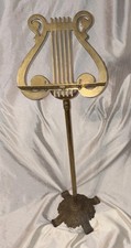 Antique Victorian Brass Ornate Lyre Harp Back Music Stand Adjustable 28 -43