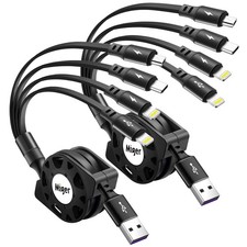 Multi Ladekabel 4A [2er Pack 4 Fuß] Einziehbar USB Schnell Ladekabel 4 Schwarz 