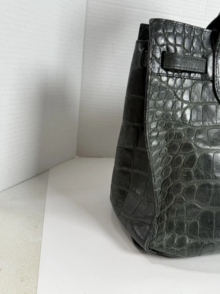 Bolso de cuero DOONEY & BOURKE NILE cocodrilo cocodrilo en relieve Italia verde vintage Foto 4 de 4