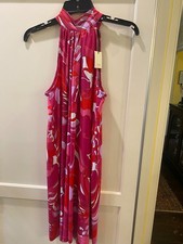 Trina Turk NWT pink halter sheath dress with bow back closure! Size Small