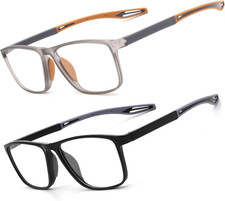 2 Pack Reading Glasses for Men  Sports Style Blue Light Blocking Readers