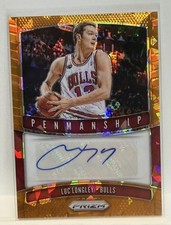 2019-20 Panini Prizm Penmanship Luc Longley PM-LLG Bulls Orange Ice Auto 