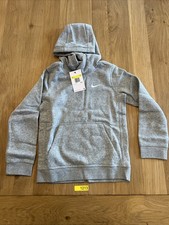 Nike Kids Heather Grey Team Club Fleece Hoodie Size S CJ1773-063