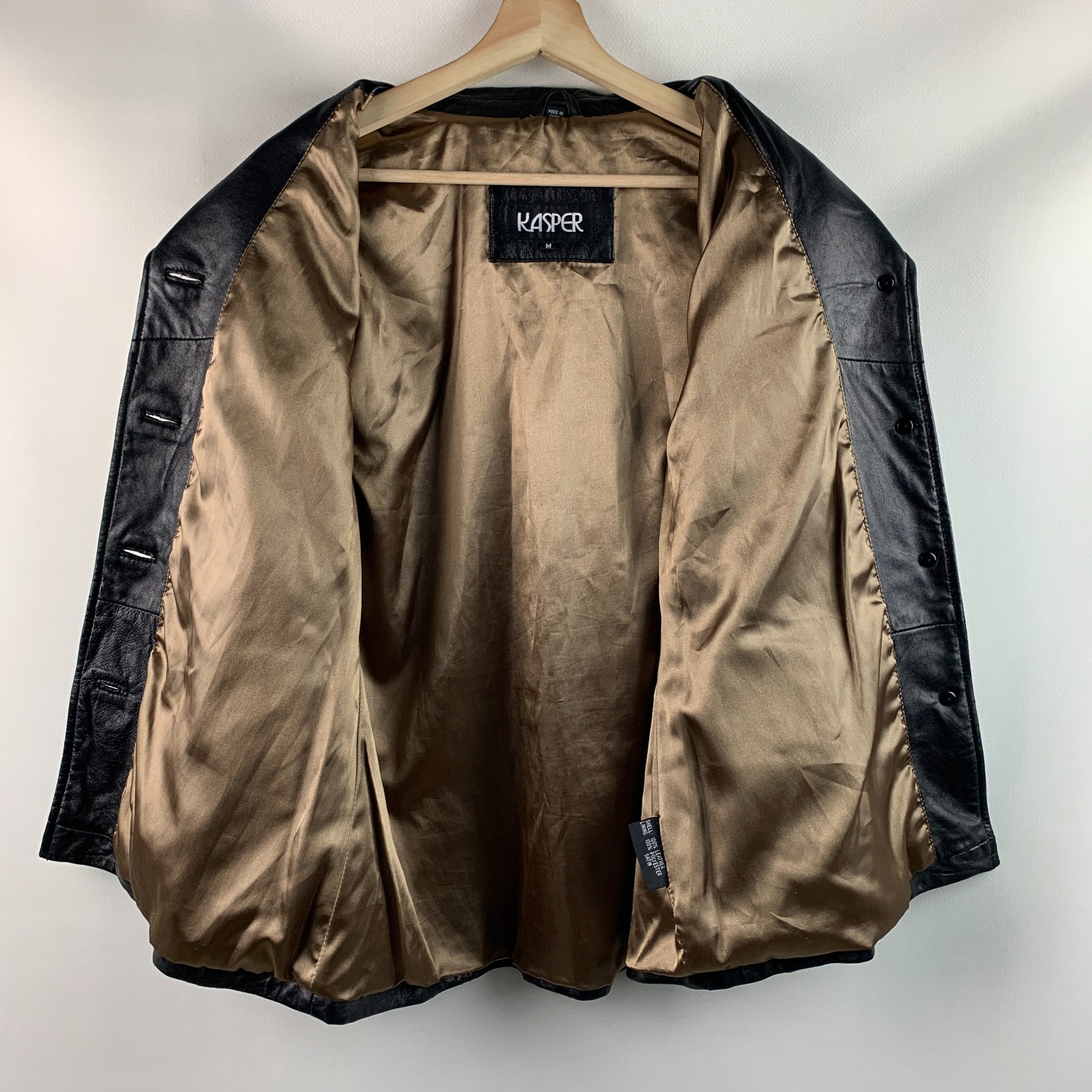 Kasper Jacket Brown Leather Collared Buttons Pock… - image 4