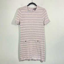 Banana Republic Women's Grey & Cream Striped Short Sleeve Sweater Dress Size S