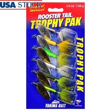 Assorted Colors Trophy Fishing Lure Kit Rooster Tail Spinner 1/4 Oz 6 Count New