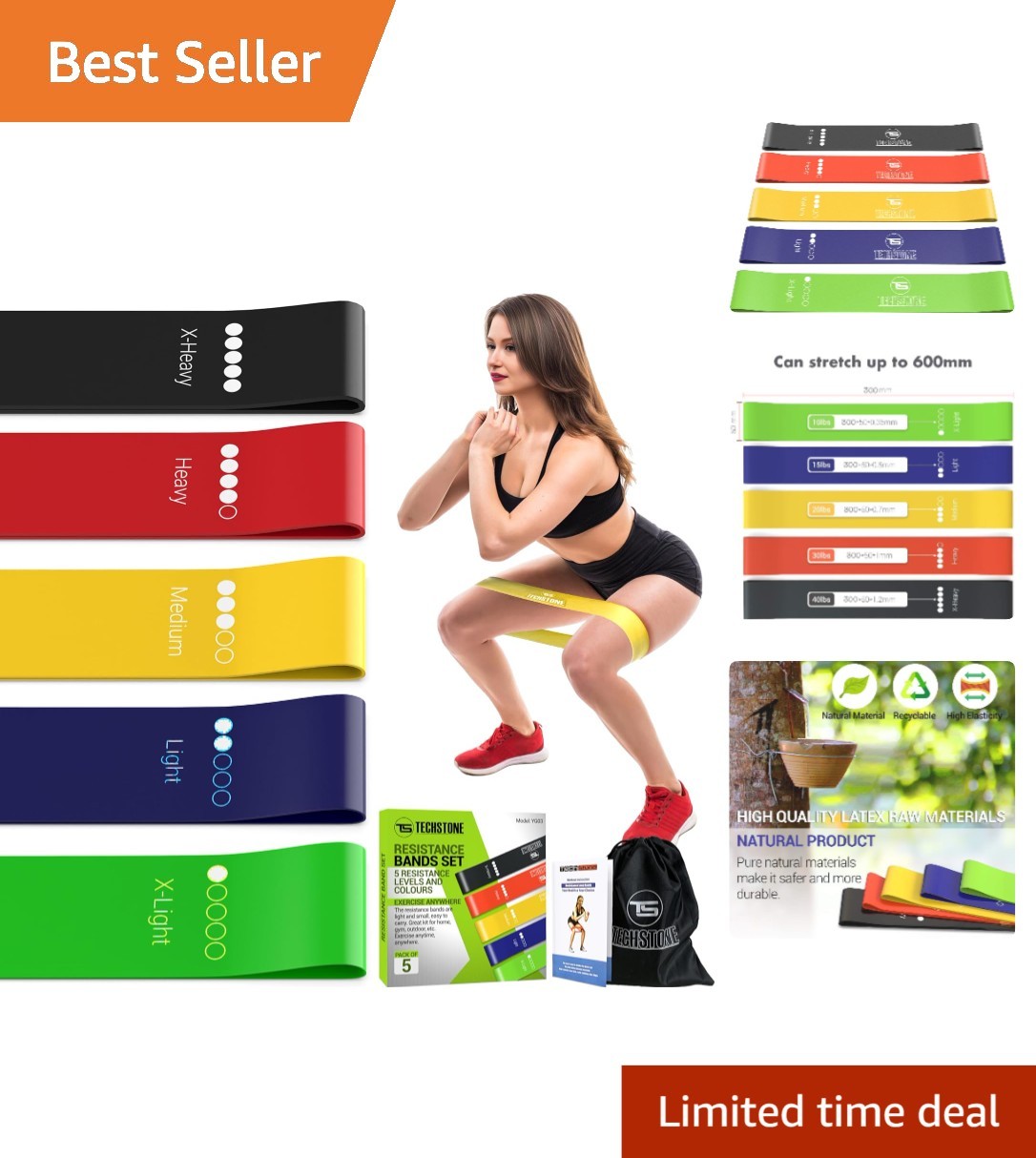 Set For All Levels - 5 Elastic Bands With Carry Bag