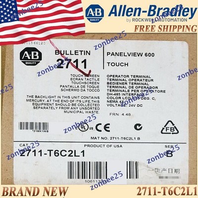 New Sealed 2711-T6C2L1/B AB PanelView Standard Terminal Free Ship AB 2711T6C2L1