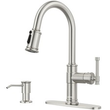 Vintage Kitchen Faucet with Soap Dispenser, Single Handle High Arc Antique Pu...