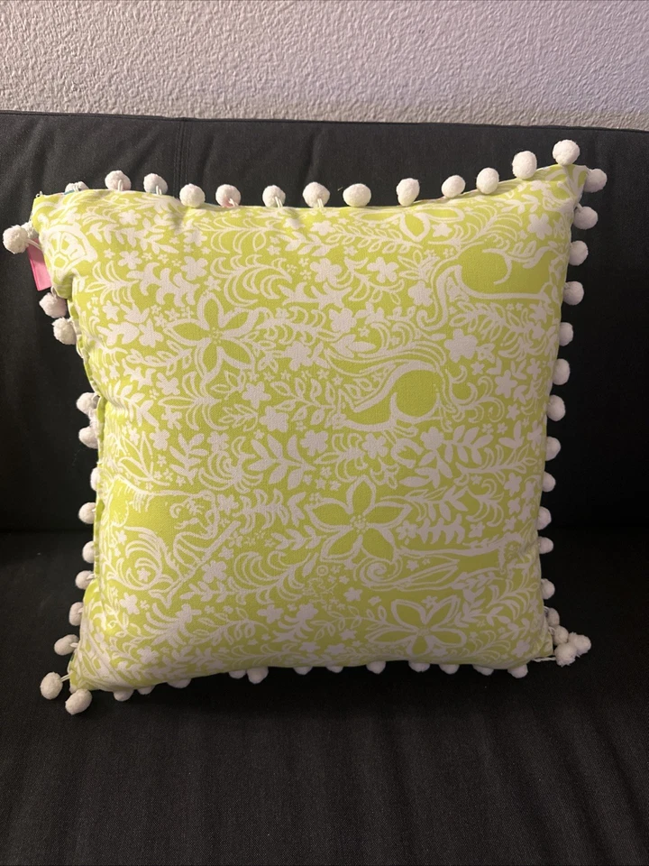 Lilly Pulitzer Reversible Floral Pom Pom 17” Decorative Pillow - Image 4 of 4