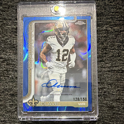 Topps 2025 Topps Chrome Chris Olave New Orleans Saints Auto #BA-CO 128/150