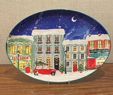 RARE Potter's Studio Toy Shop *LARGE OVAL PLATTER* Christmas, Red Car, Tree, NEW
