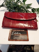 MUNDI GENUINE EEL SKIN WALLET Wine Color Excellent Condition