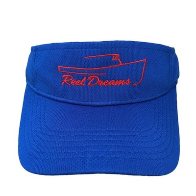 Sport-Tek Visor Blue Red OS Reel Dreams Boat Fishing Hat Adjustable Embroidered