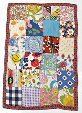 Vintage Patchwork Doll Quilt Handmade Antique 14 x 10