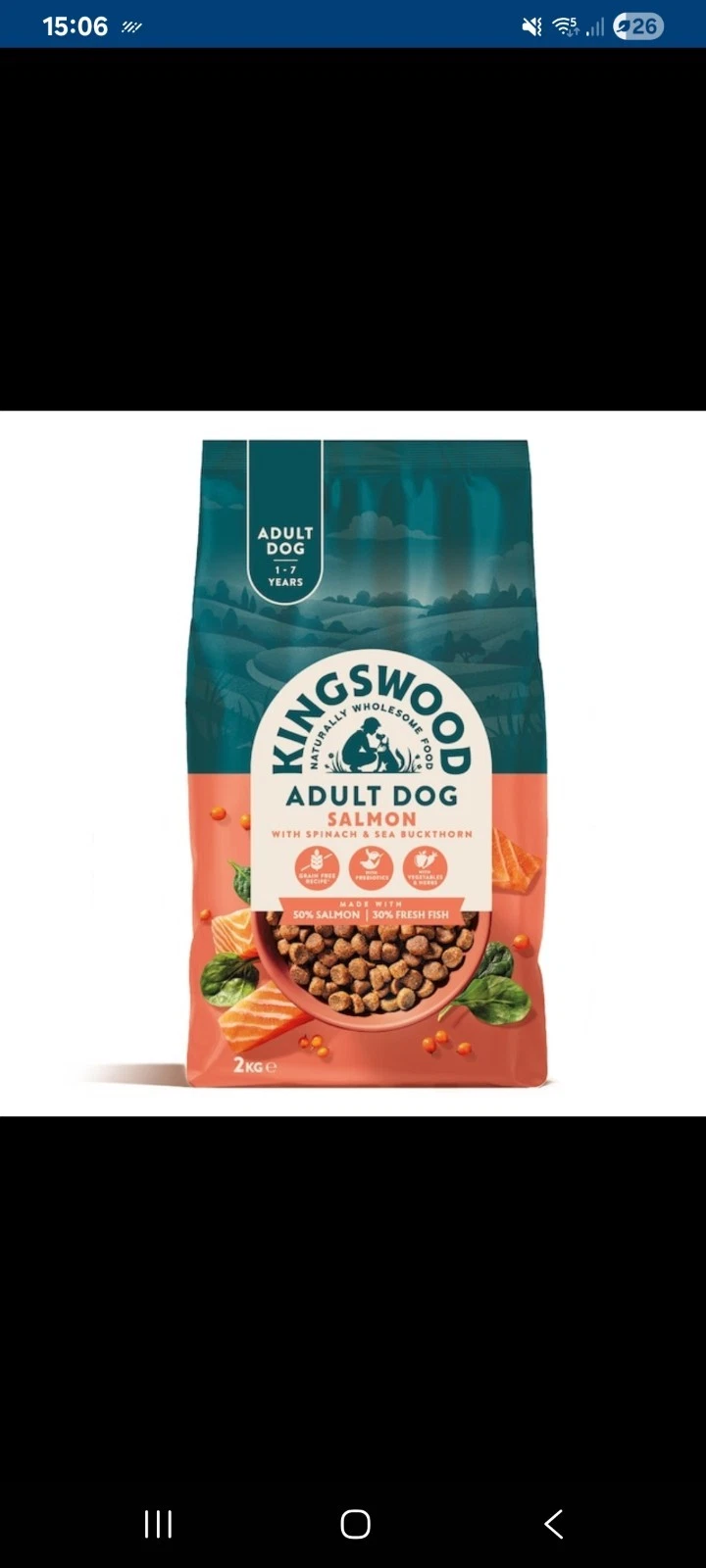 Kingswood Adult Dog Salmon With Spinach &sea Buckhorn Dry Dog Food 2kg.