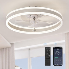 Low Profile Ceiling Fans with Lights, Flush Mount Modern Ceiling Fan and Remote