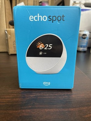 Amazon Echo Spot, Smart Alarm Clock Vibrant Sound & Alexa White SEALED NEW