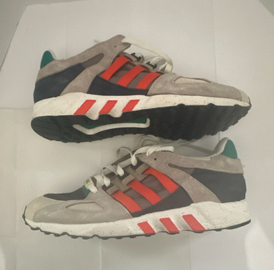 adidas EQT Running Support Men's Low Top Suede Lace-Up Sneakers Gray Red