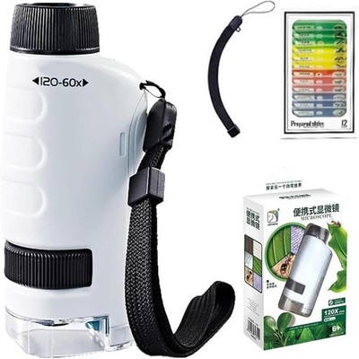 60-120x Miniscope Kids-Portable Handheld Microscope with LED Light,for Bugs