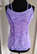 ZELLA Purple Cross Strap Mesh Panel Fitness Tank Top w/ Inner Shelf Bra Sz M