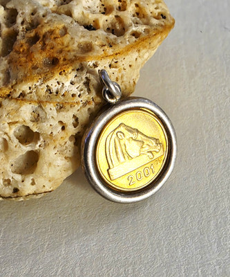 Ilias Lalaounis Gold 750 Sterling Silber 925 2001 Charm Parthenon Pferdekopf.