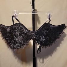 Black Halloween Fairy Angel Devil Wing Adjustable Straps Iridescent Light Up