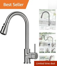 High Arc Brushed Nickel Kitchen Faucet with Dual Spout Fingerprint Resistance