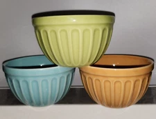 🔥 Set of 3 Starbucks Ice Cream Bowls Green Blue Orange 2006 Ceramic Pastel Set