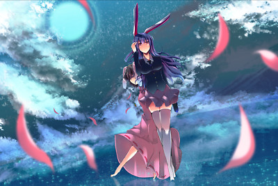 Anime girls inaba tewi reisen udongein touhou purple Play Gaming Mat Desk