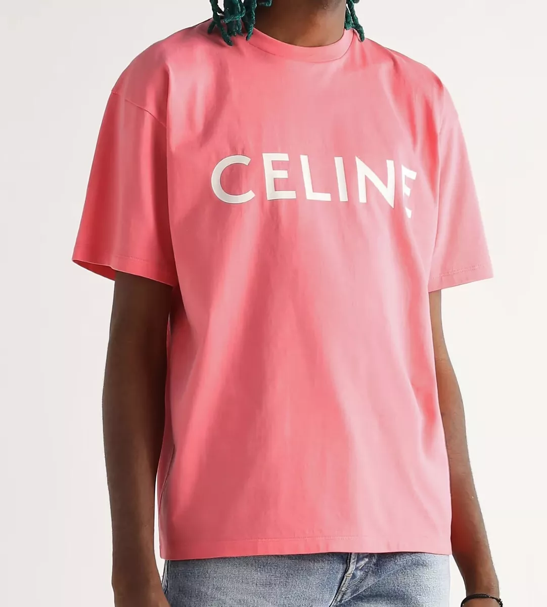 NEW LOOSE CELINE T-SHIRT IN COTTON JERSEY PINK FLAMINGO Small