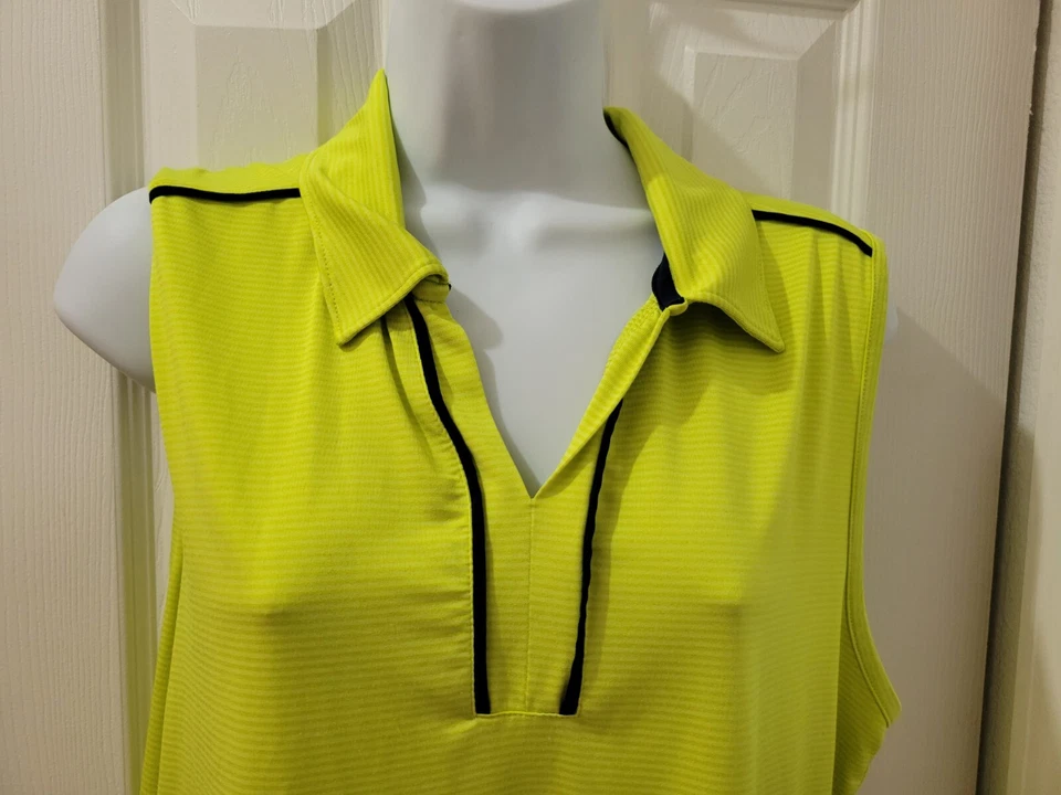 Top sin mangas de golf Izod ropa deportiva amarillo neón elástico para mujer talla XL Foto 4 de 4