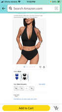 Cupshe Women's Bikini Set 2 Piece High waisted V Neck Backless Color Black Size