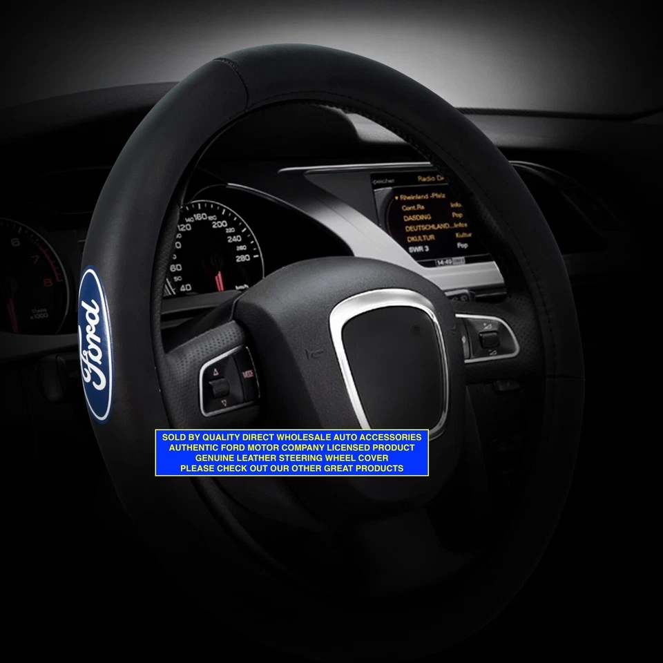 FORD LEATHER Steering Wheel Cover / Universal Fit / Ford Motor Company Licensed - Imagem 3 de 3