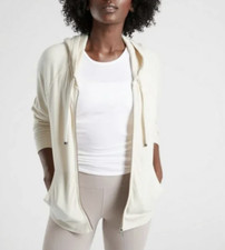 ATHLETA WOMEN'S OATMEAL LONG SLEEVE SUNDOWN HOODIE SWEATSHIRT JACKET Sz XXS