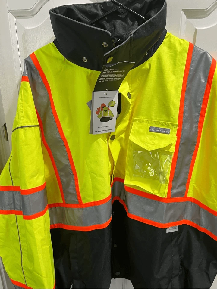 ML Kishigo Mens Jacket 2X Yellow Brilliant Series Reflective Double Zip - Image 4 of 4