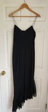 Rimini Spaghetti Strap Black Evening Dress - Size 10