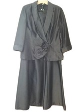 Alex Evenings Sz 12 Dress Long Skirt Jacket 2-piece NWT Smoke Blue Gray