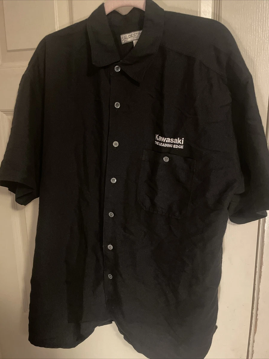Kawasaki Polyester Short Sleeve Casual Button-Down Shirts for Men