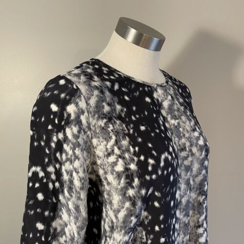 Joie Blouse Purine Print Silk Black Gray & White Animal Cheetah Sz. M - Picture 2 of 9
