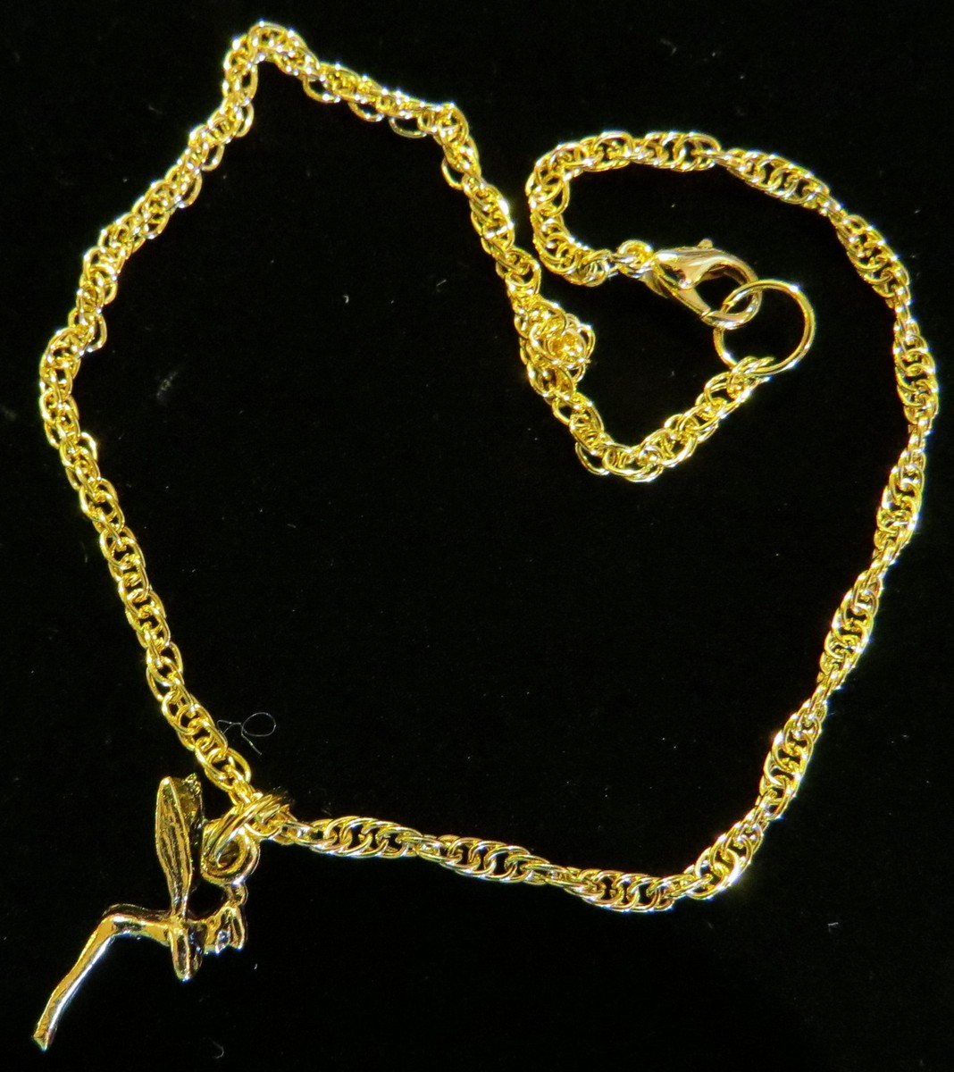 Tinkerbell Anklet Disney's Tinker Bell Fairy 24 Karat Gold Plate