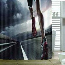 Running On The Road 3D Shower Curtain Waterproof Fabric Bathroom Decoration