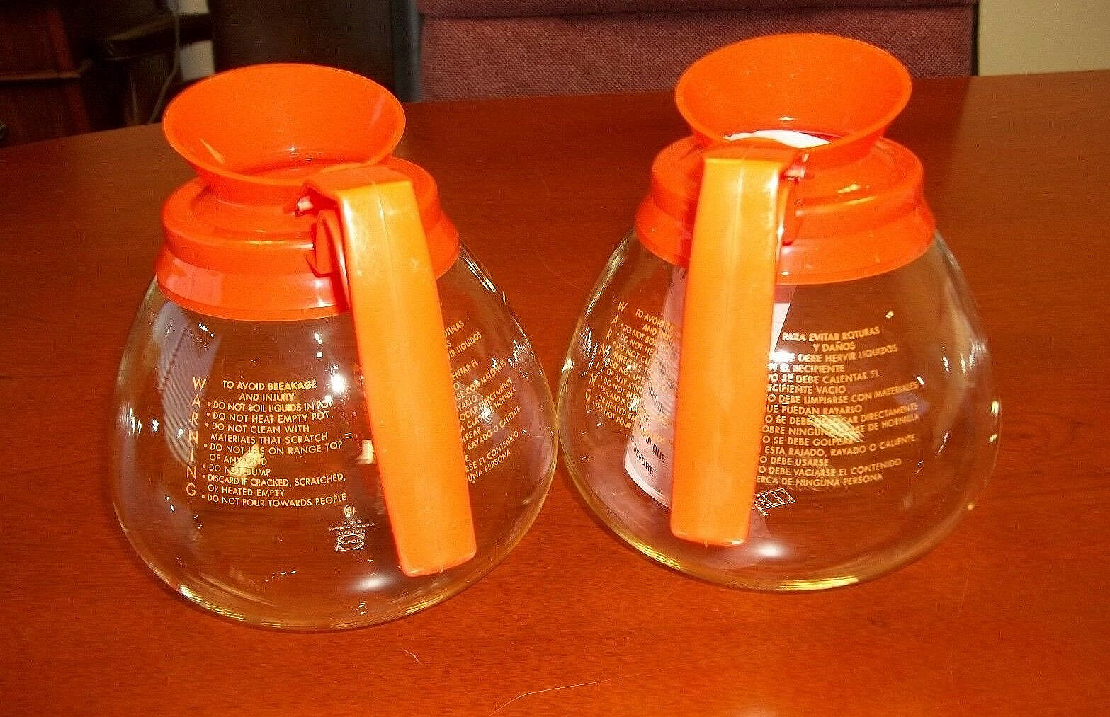 2 Pk - 12 Cup Commercial Coffee Pots/Carafes/Decanters for BUNN - Decaf (Orange)