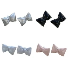 1 Pair Elegant Glossy PU Leather Bows Shoe Clips Shoelace Charms for Women Girls