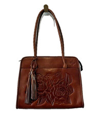 Patricia Nash Rose Tooled Tan Leather Paris Satchel NWT BEAUTIFUL 