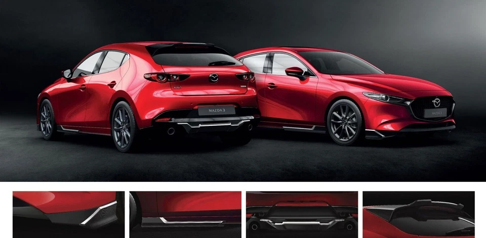for mazda 3 2019 21 2022 hatchback aerokit front side rear skirts roof spoiler  - Image 2 of 4