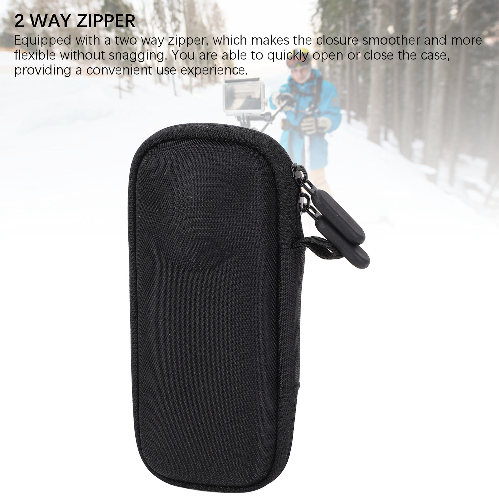Action Camera Carrying Case Nylon Waterproof Two Way Zipper Anti Collision-image