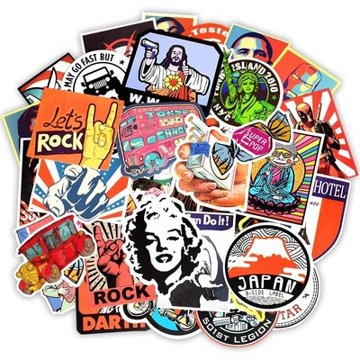 50 Novelty Skateboard Stickers Vinyl Laptop Luggage Decals Sticker Pack Lot