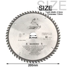 8 Inch 60 Teeth Circular Saw Blade Carbide  Wood Cutting Disc Without Burring